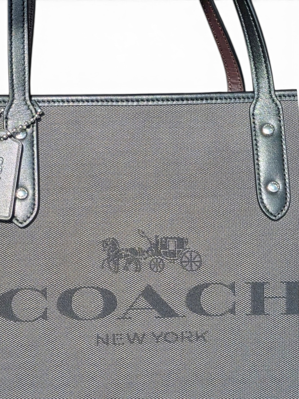 Coach Horse & Carriage Canvas City Tote | Charcoal Gray | Dust Bag Included - Picture 13 of 15